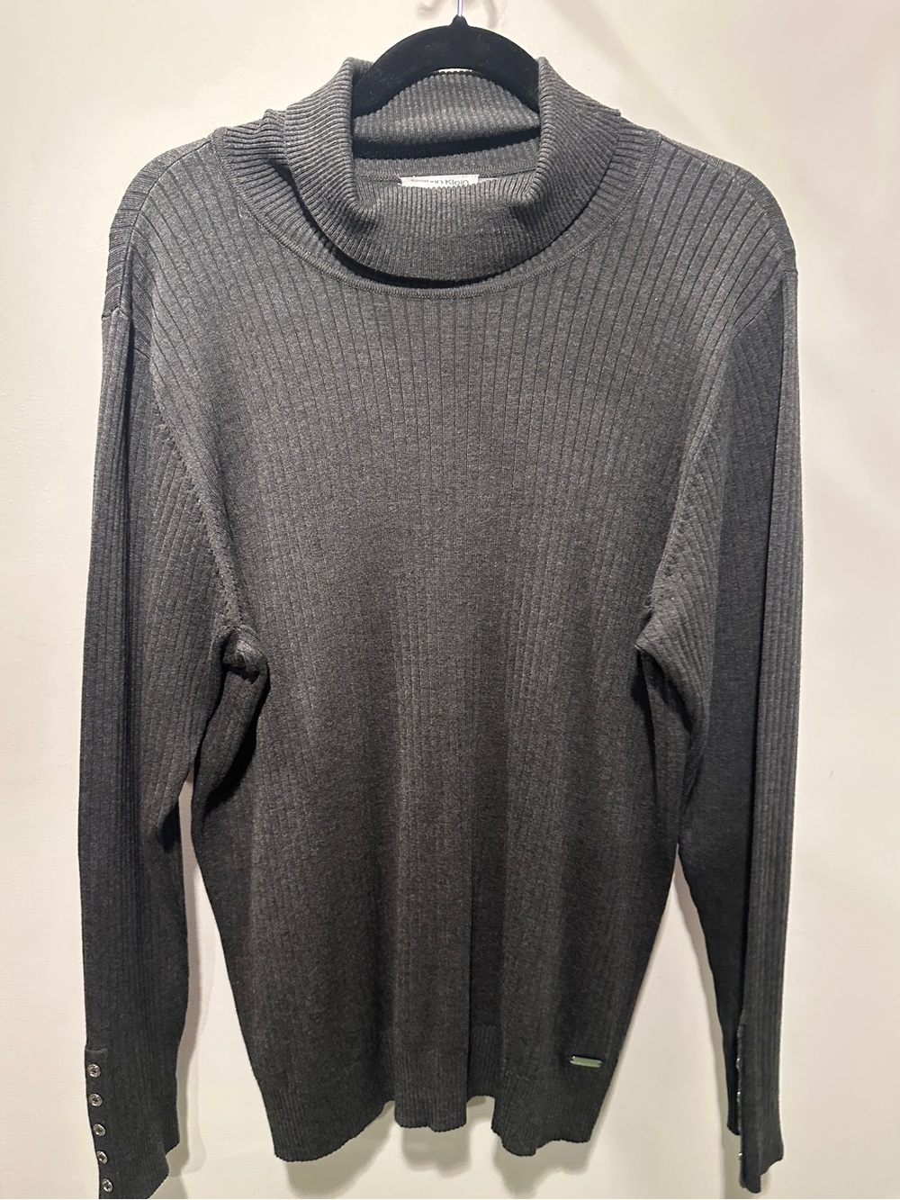 Calvin Klein Charcoal Gray Ribbed Turtleneck Sweater 2X
